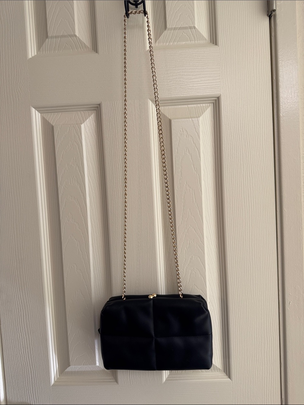 A New Day Black Quilted Crossbody with Gold Chain Strap